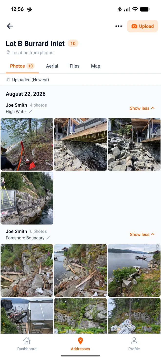 Mobile app — site photo view